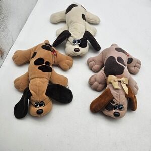Pound Puppies Dog Plush Stuffed Toys Small Brown Tan Cream Vintage Lot 3 Cute